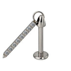 Lab_Dangling_08 ASTM F136 Titanium 16G (1.2mm) Internally Threaded Dangling Rod Stone Studded Piercing Jewelry
