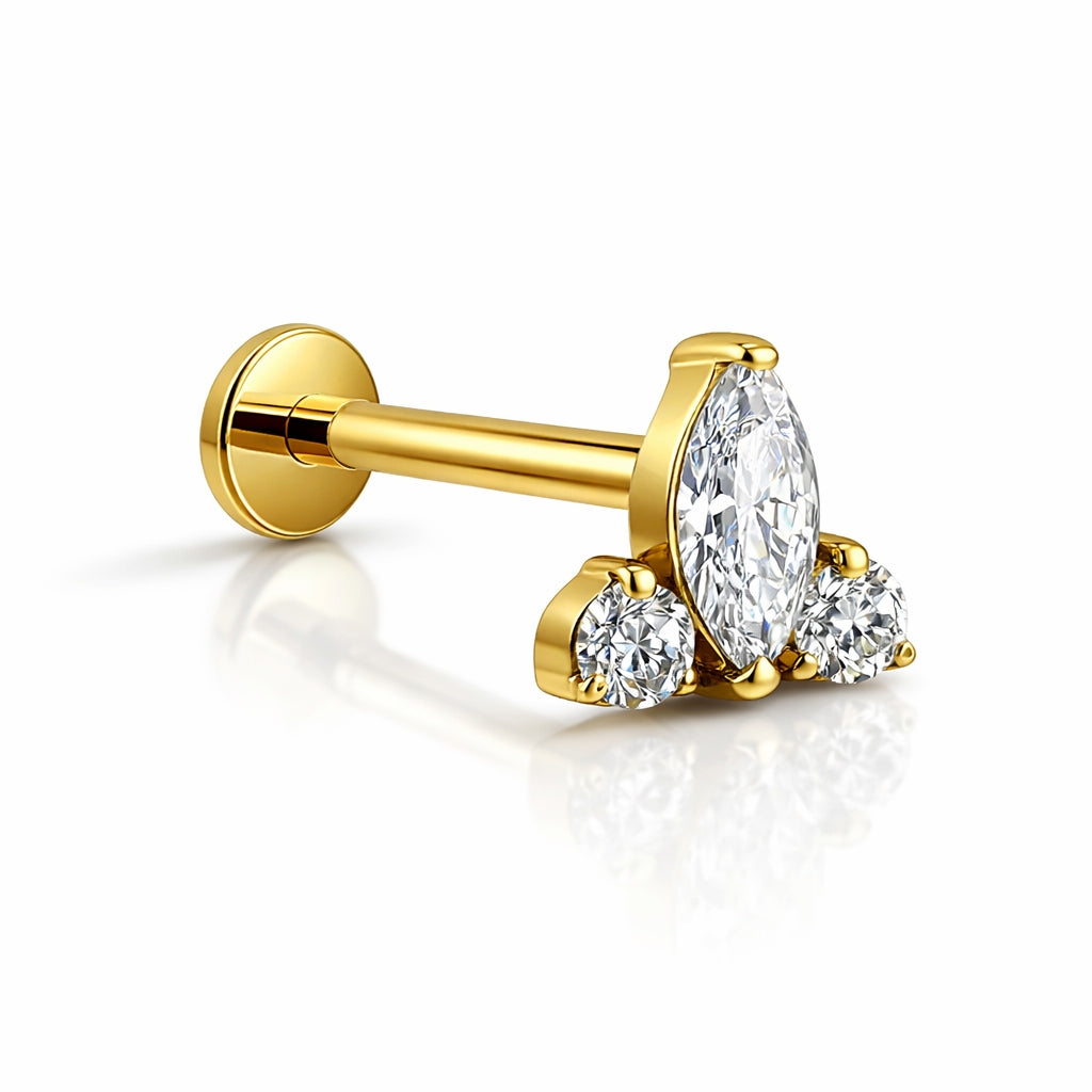 Marquise Trinity Flat Back Stud