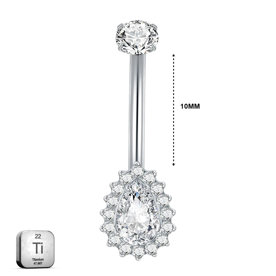 Premium Titanium Pear-Shaped Belly Ring | 14G (1.6MM) | 10MM Bar