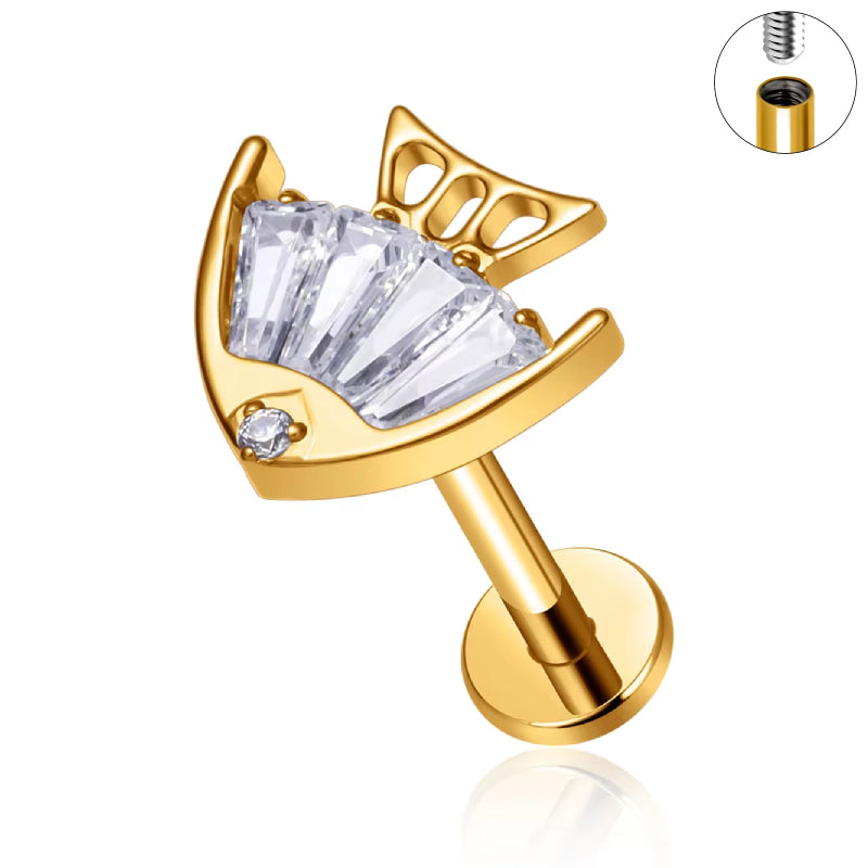 Titanium 16G (1.2MM) Internally Threaded Fish Labret Stud