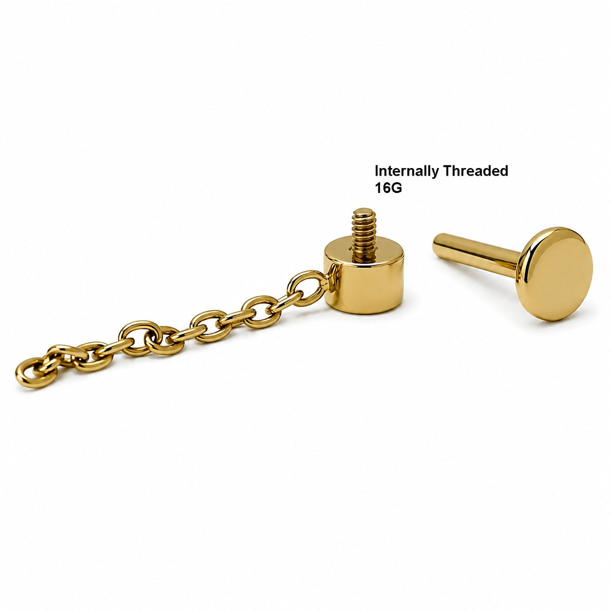 Titanium Solitaire Chain Dangle Stud