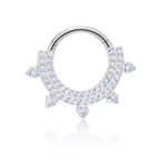 Natural Titanium Multi Crystal Daith &amp; Septum Piercing Hoop 16G 8MM