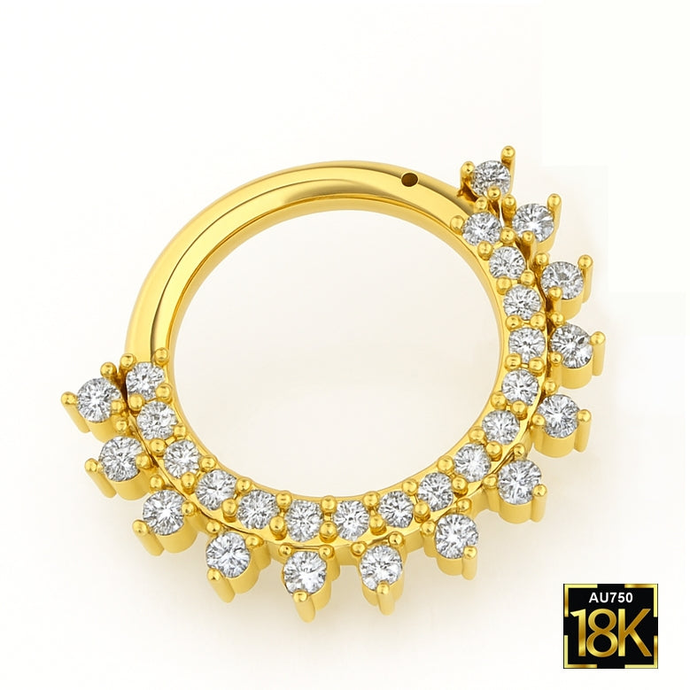 18k Gold Diamond Daith &amp; Septum Piercing Hoop 16G 8MM