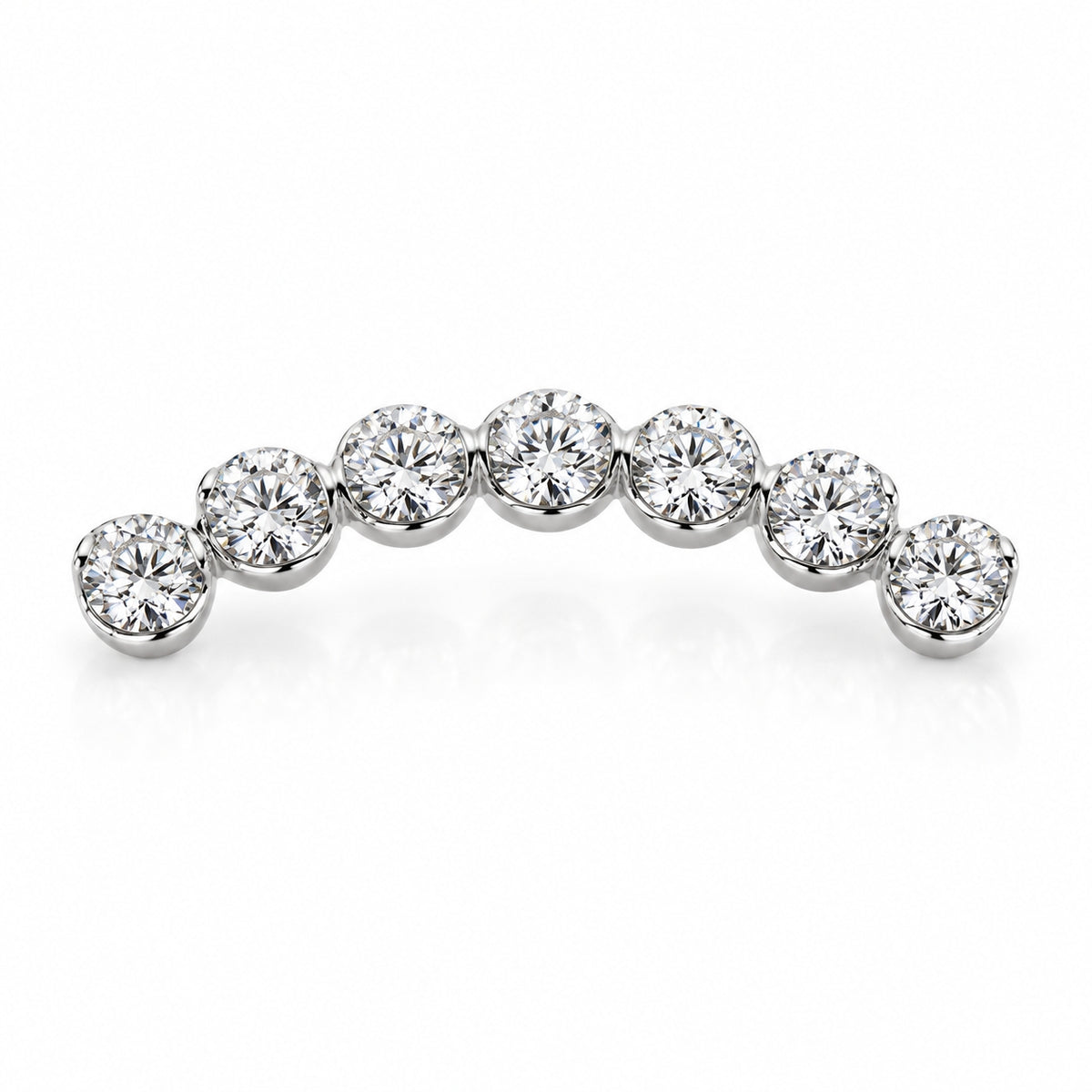 18K Gold Seven Round Lab-Grown Diamond Curved Piercing Stud