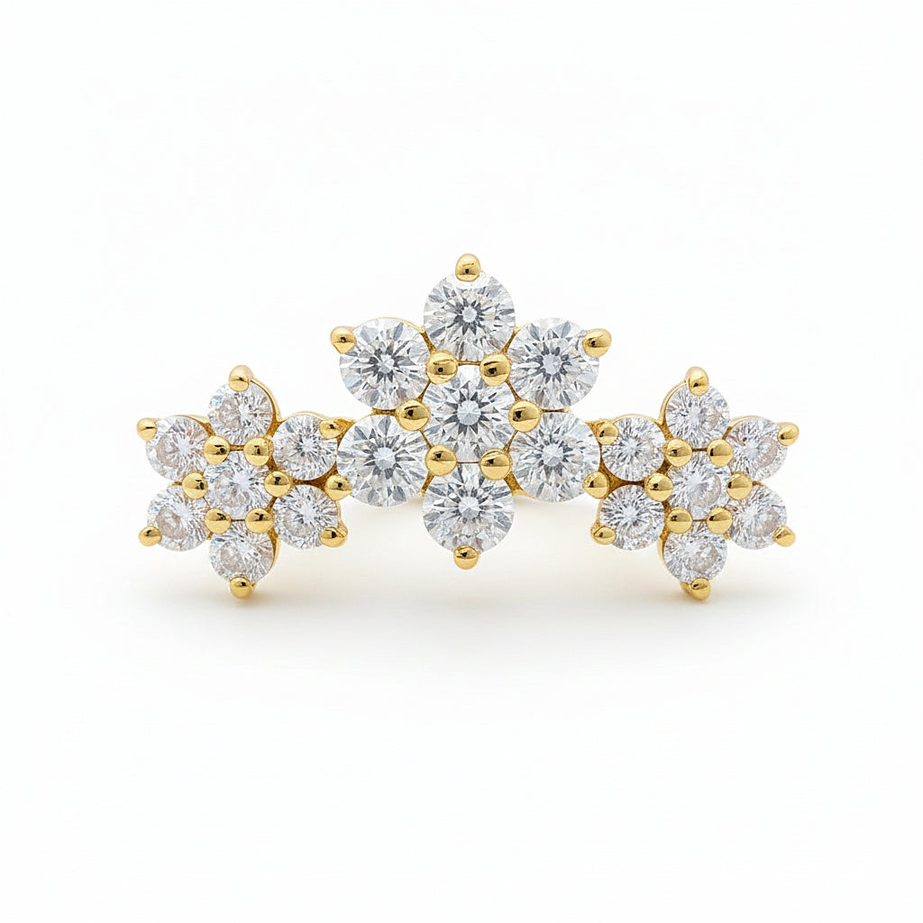 18K Yellow Gold Moissanite Cluster Stud – Internally Threaded (Sold Per Piece)