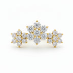 18K Yellow Gold Moissanite Cluster Stud – Internally Threaded (Sold Per Piece)