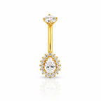 18K Gold Lab Diamond Teardrop Belly Piercing