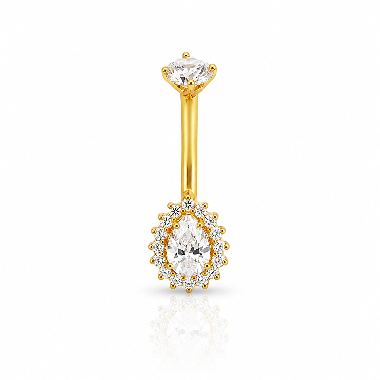18K Gold Lab Diamond Teardrop Belly Piercing