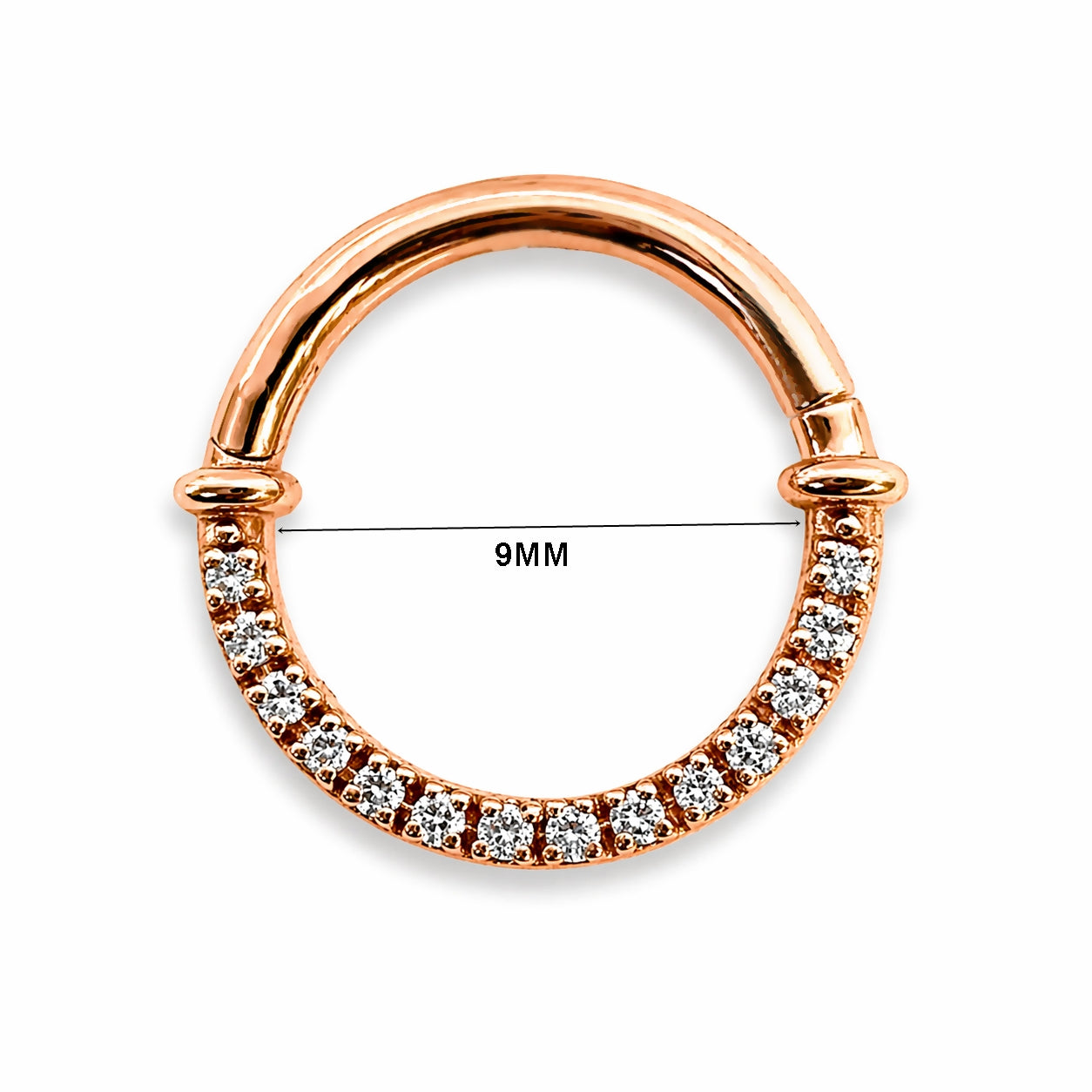18K Yellow Gold Lab Diamond Hinged Clicker – For Daith &amp; Septum Piercings