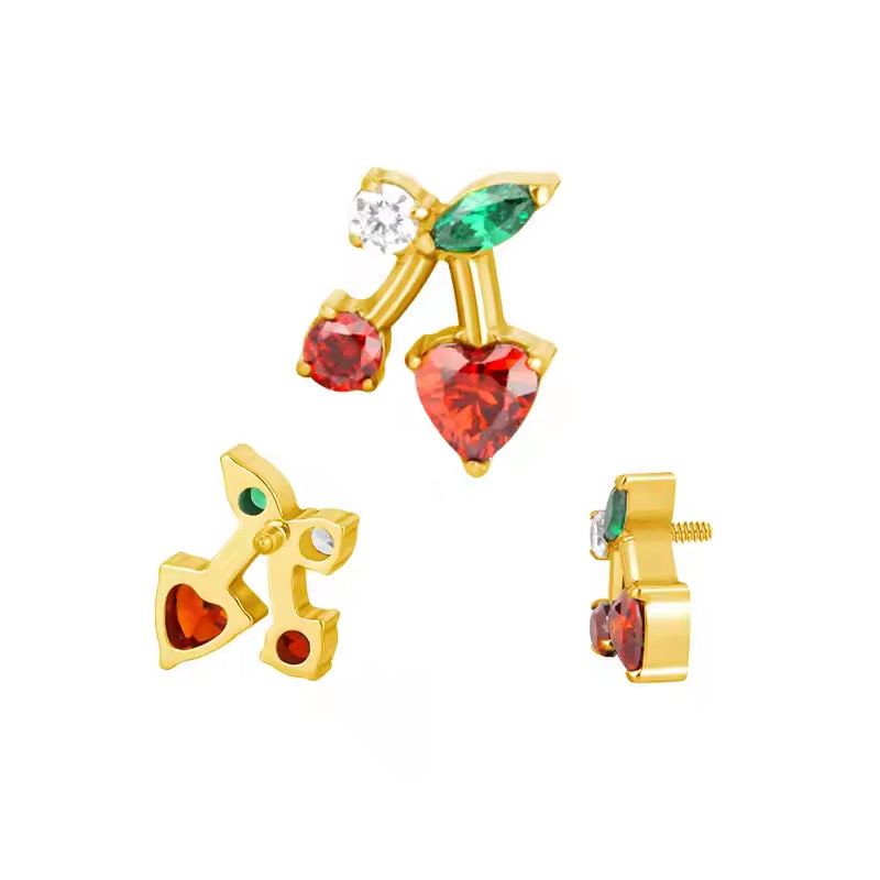 Titanium 16G (1.2MM) Internally Threaded Cherry Piercing Stud