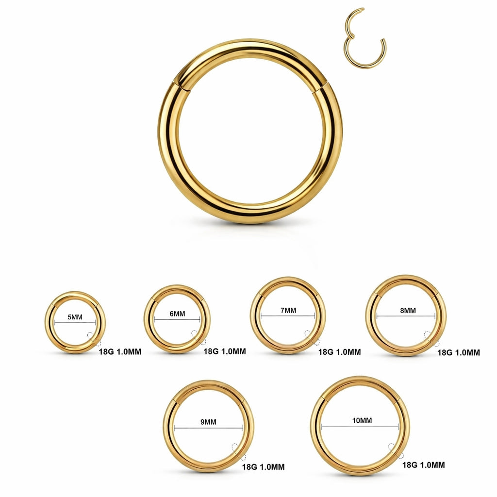 18K Yellow Gold Classic Hinged Hoop Ring