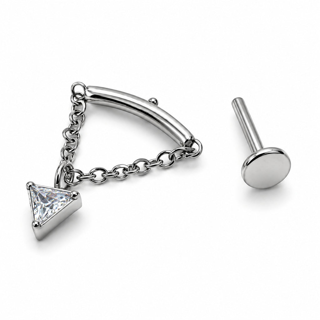 Titanium Hidden Helix Chain Drop Jewelry – Triangle Crystal