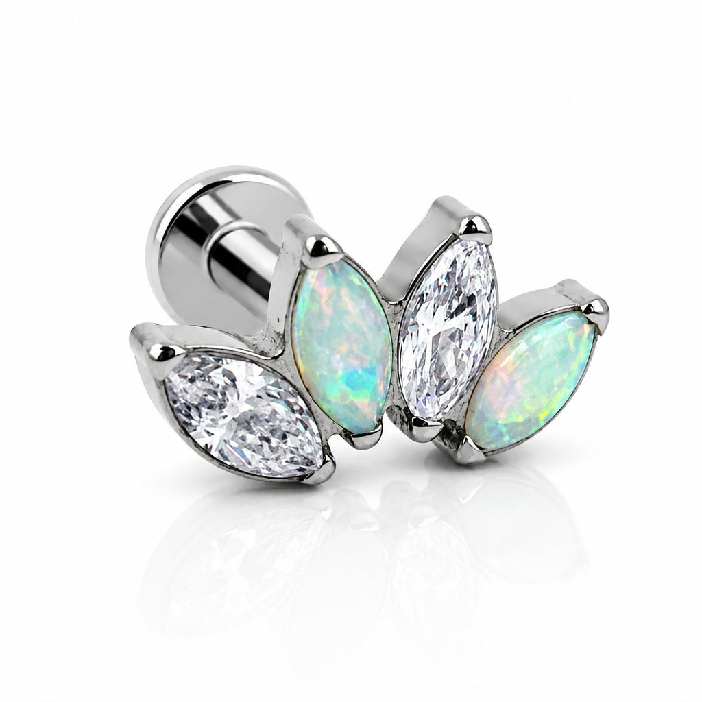 Titanium White Opal Marquise Fan Stud