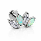 Titanium White Opal Marquise Fan Stud