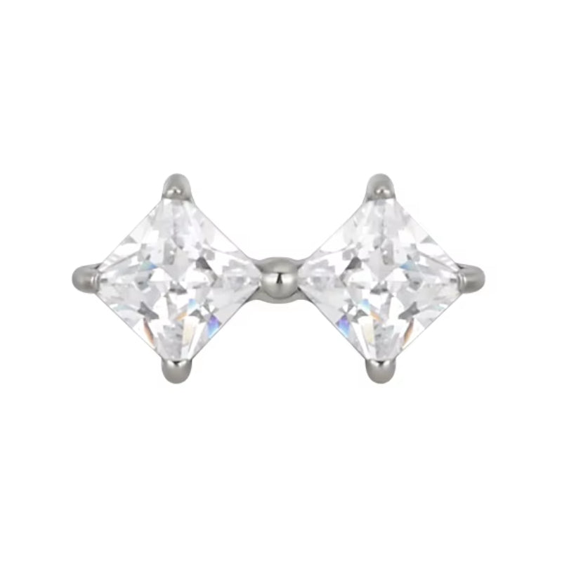 Titanium 16G (1.2MM) Internally Threaded Diamond Crystal Piercing Stud