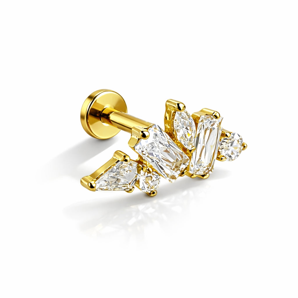 Titanium Baguette Cluster Flat Back Stud