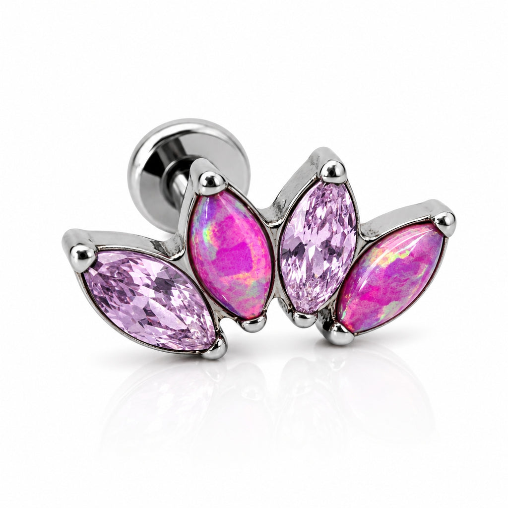 Titanium Pink Opal Marquise Fan Stud