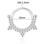 Natural Titanium King Crown Daith &amp; Septum Piercing Hoop 16G 10MM