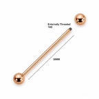 Implant-Grade Titanium Industrial Barbell Rose Gold Color