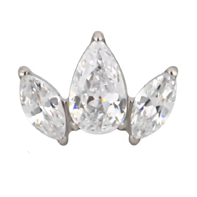 Titanium 3 Petal Lotus 16G (1.2MM) Internally Threaded Helix Ear Piercing Jewelry
