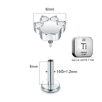 LAB_PAW_01 ASTM F136 Titanium 16G (1.2mm) Internally Threaded Paw Labret Stud