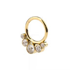 Titanium 5 Round Crystal Daith &amp; Septum Piercing Hoop 16G 8MM