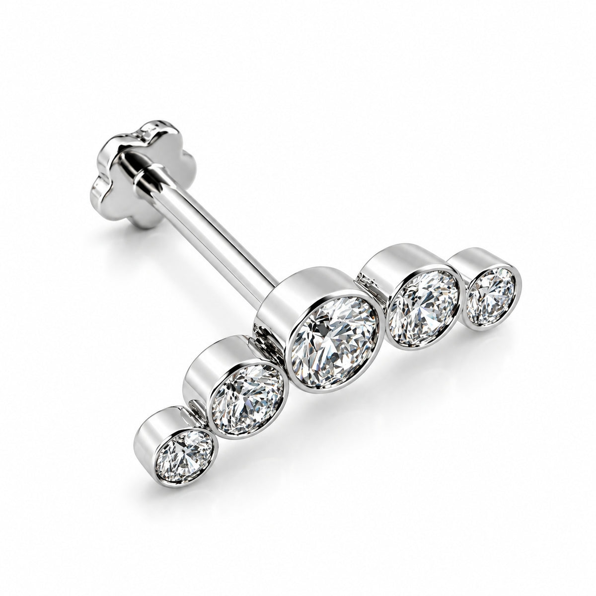 18K Gold Lab-Grown Diamond Graduated Arc Piercing Stud