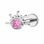 Natural Titanium 16G (1.2MM) Internally Threaded Sun Piercing Stud