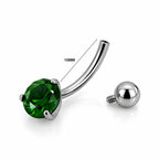 Titanium Belly Piercing with Emerald Green CZ