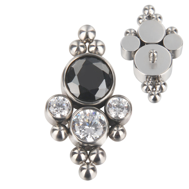 Titanium Internally Threaded Beaded Crystal Labret Stud