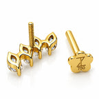 18K Gold Four Marquise Lab-Grown Diamond Curved Piercing Stud