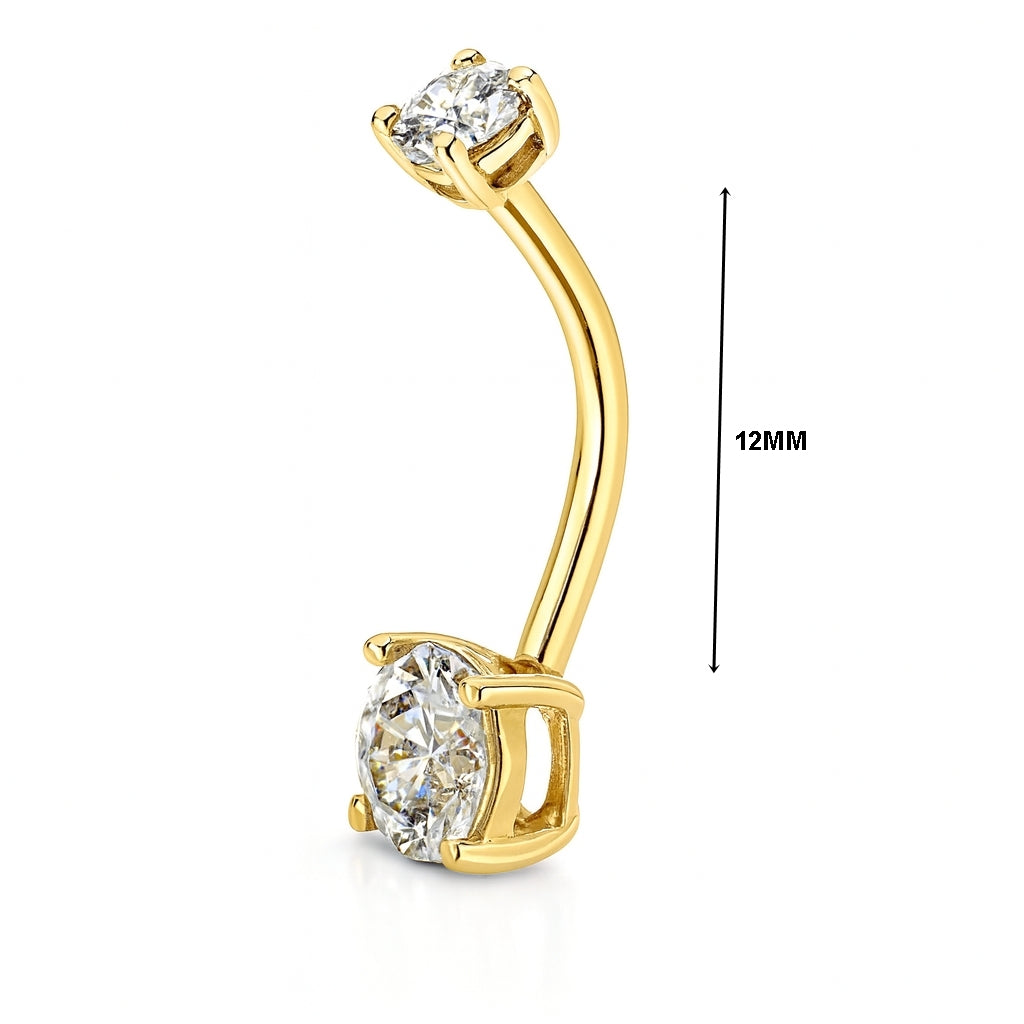 Elegant 18K Gold Belly Piercing with VS Diamonds