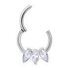 Natural Titanium 3 Marquise Crystal Daith &amp; Septum Piercing Hoop 16G 8MM