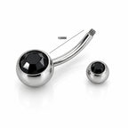 Titanium Belly Piercing with Black CZ