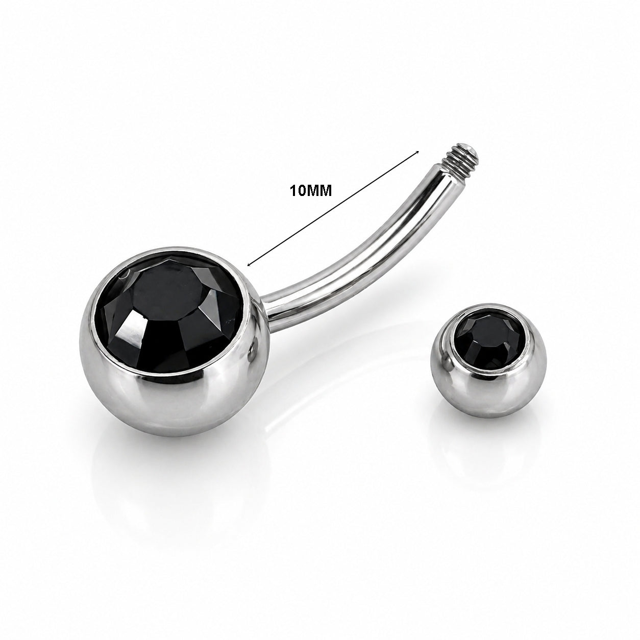 Titanium Belly Piercing with Black CZ