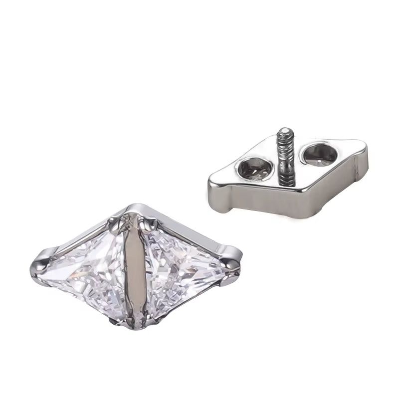 Titanium 16G (1.2MM) Internally Threaded Diamond Crystal Piercing Stud