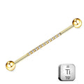 Implant-Grade Titanium Industrial Barbell with Crystal Set Line 