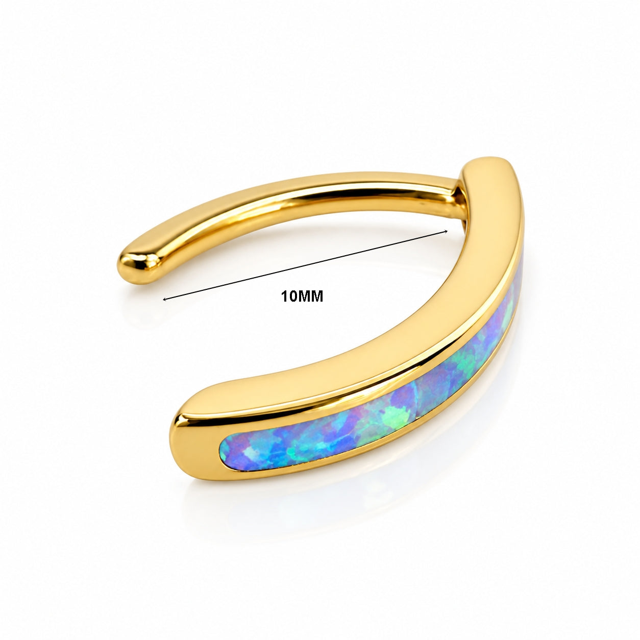 Titanium Click Lock Belly Piercing – Gold Opal Inlay