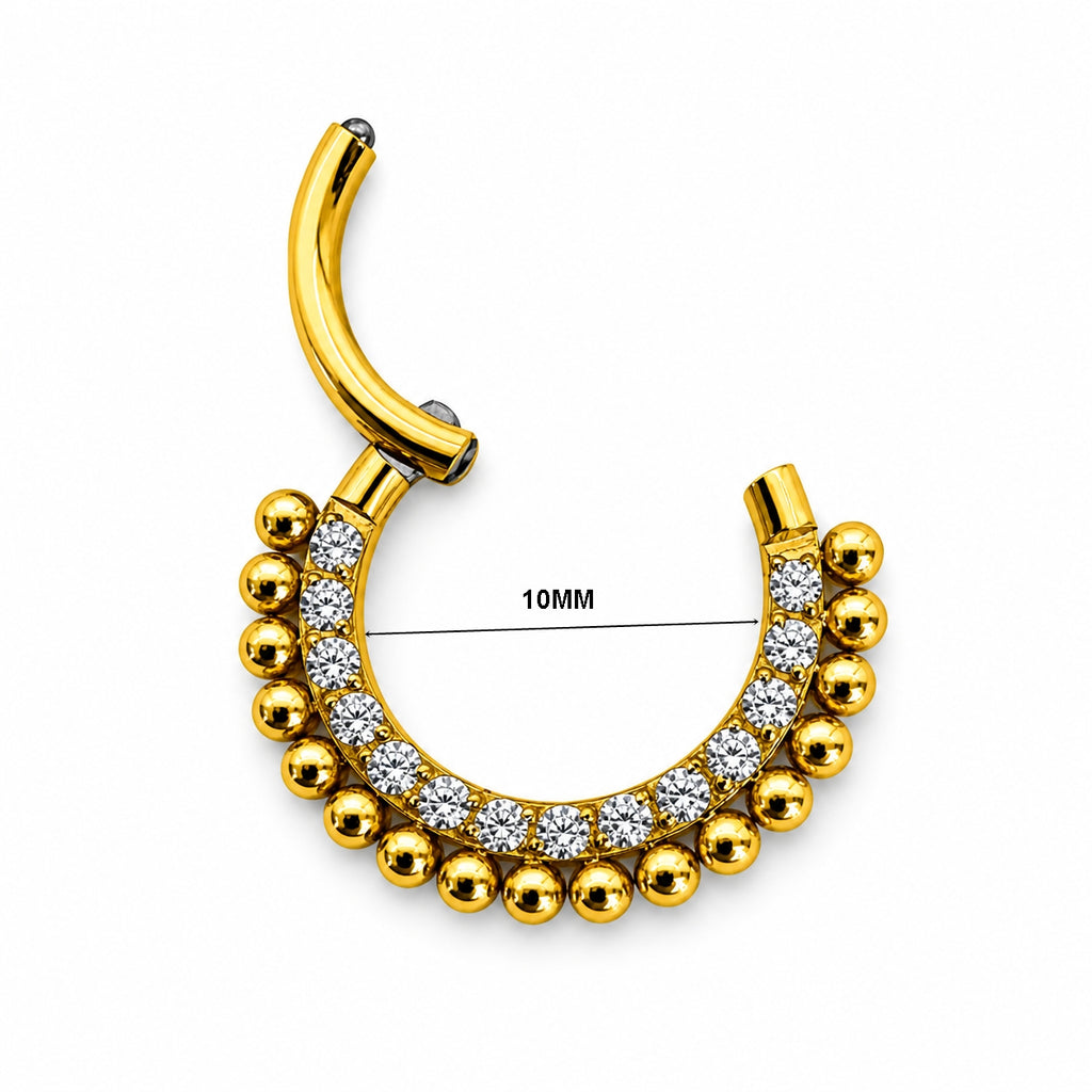 Beaded Crystal Titanium Clicker Ring