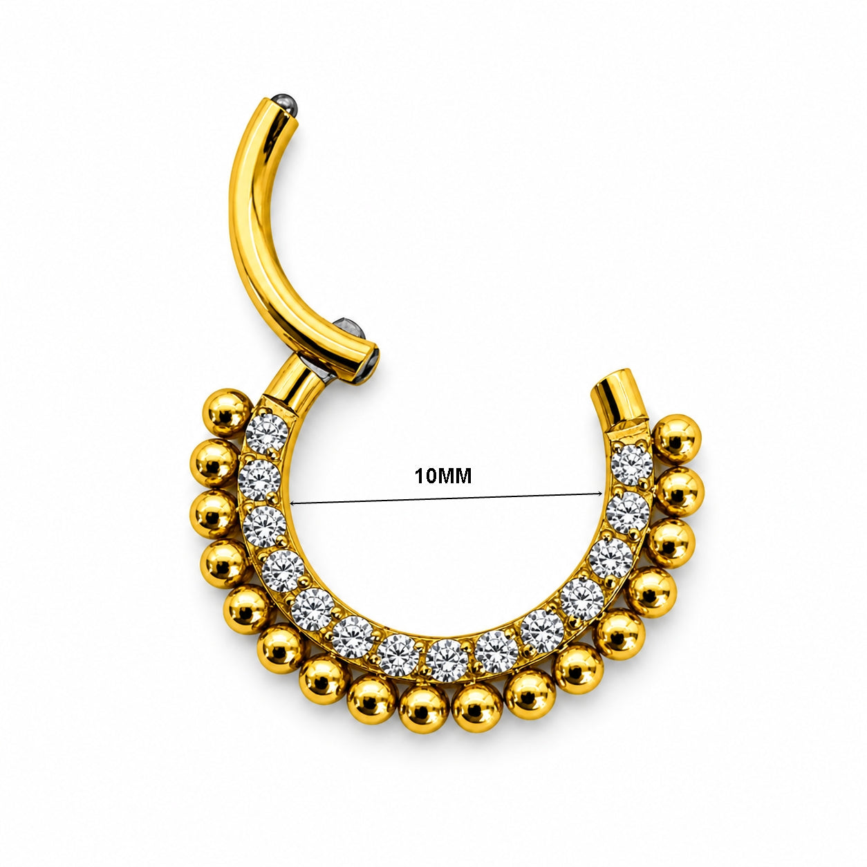 Beaded Crystal Titanium Clicker Ring