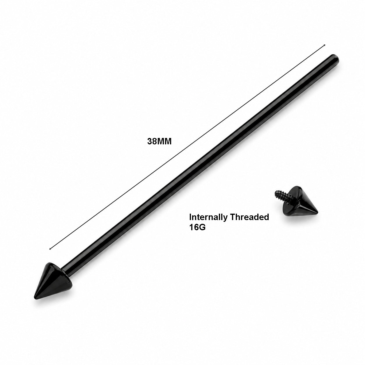 Black Titanium Industrial Piercing Bar – Spike Ends
