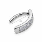 Titanium Click Lock Belly Piercing – Curved Pavé CZ Bar