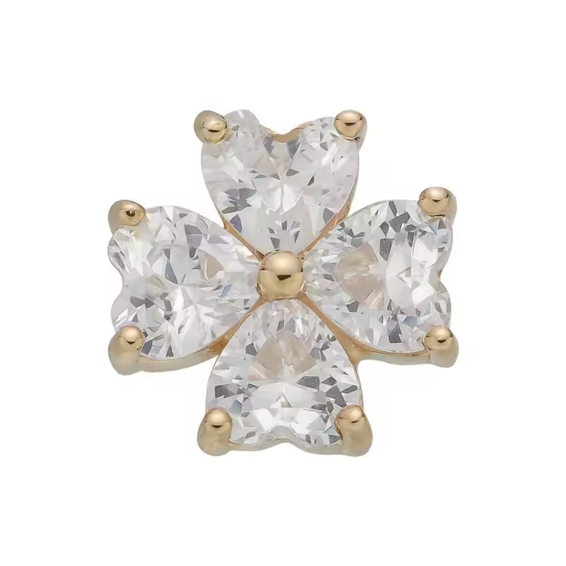 Titanium 16G (1.2MM) Internally Threaded Clover Leaf Piercing Stud