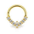 18K Gold Moissanite Marquise Crown 9mm Daith & Septum Ring