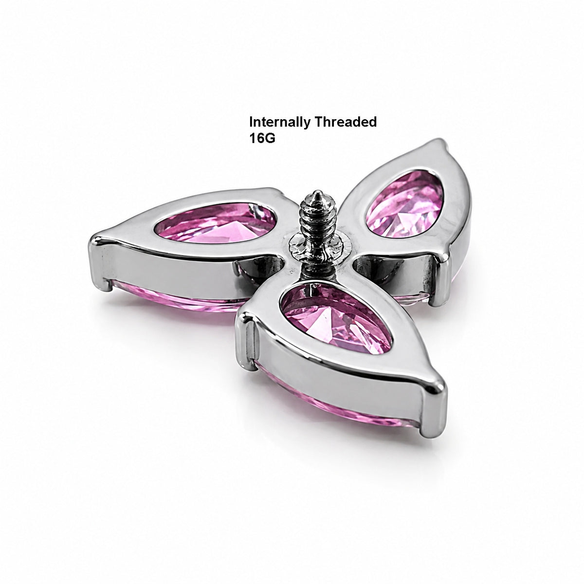 Titanium Trinity Pink Crystal Stud