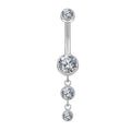 Premium Titanium Hanging 2 Crystals Belly Ring | 14G (1.6MM) | 10MM Bar