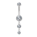 Premium Titanium Hanging 2 Crystals Belly Ring | 14G (1.6MM) | 10MM Bar