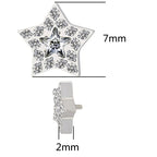 LAB_Star_07 ASTM F136 Titanium 16G (1.2MM) Internally Threaded Crystal Star Piercing Stud
