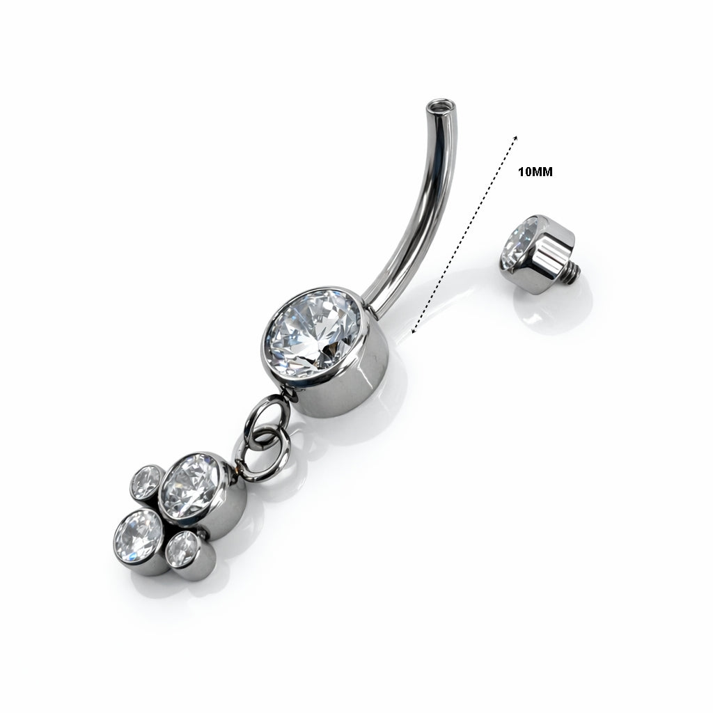 Titanium Internally Threaded Belly Ring – Dangle Design