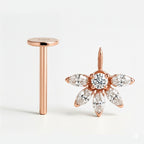18K Rose Gold Lab Diamond Vertical Helix (Bugadi) Stud – Internally Threaded (Sold Per Piece)